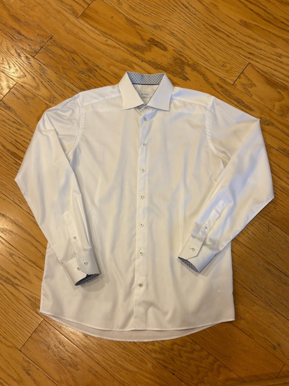 Eton White Dress Shirt Contemporary Fit Cotton Long Sleeve Size 42 16.5